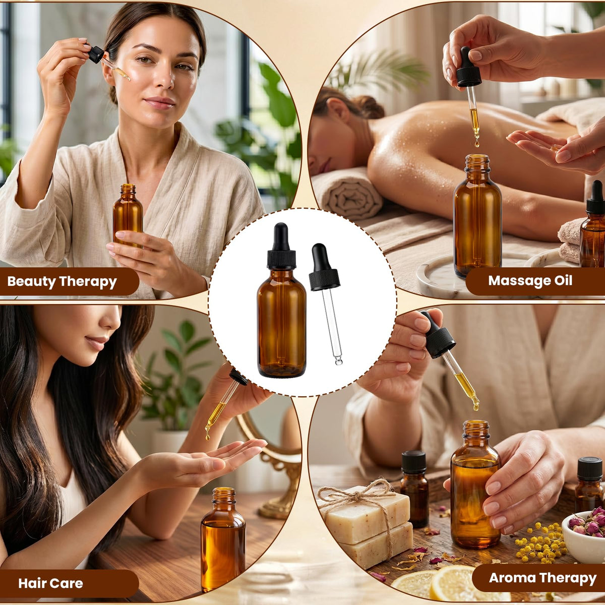 2 oz Amber Glass Dropper Bottles with Funnels, 40 Pack L803136