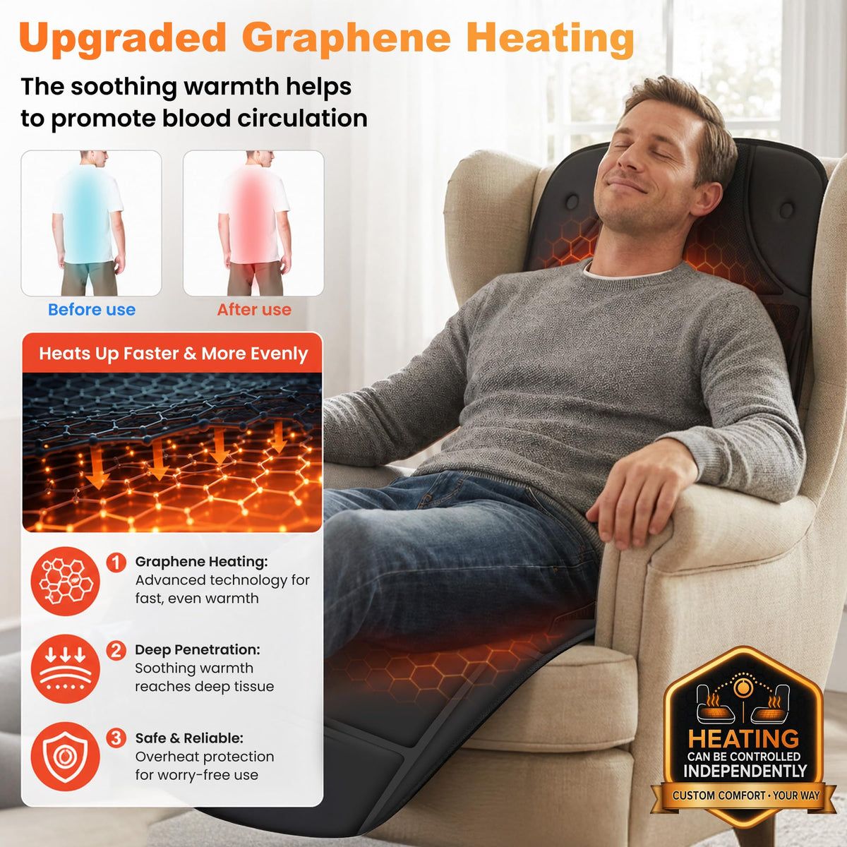 Full Body Massage Mat with Heat G163394