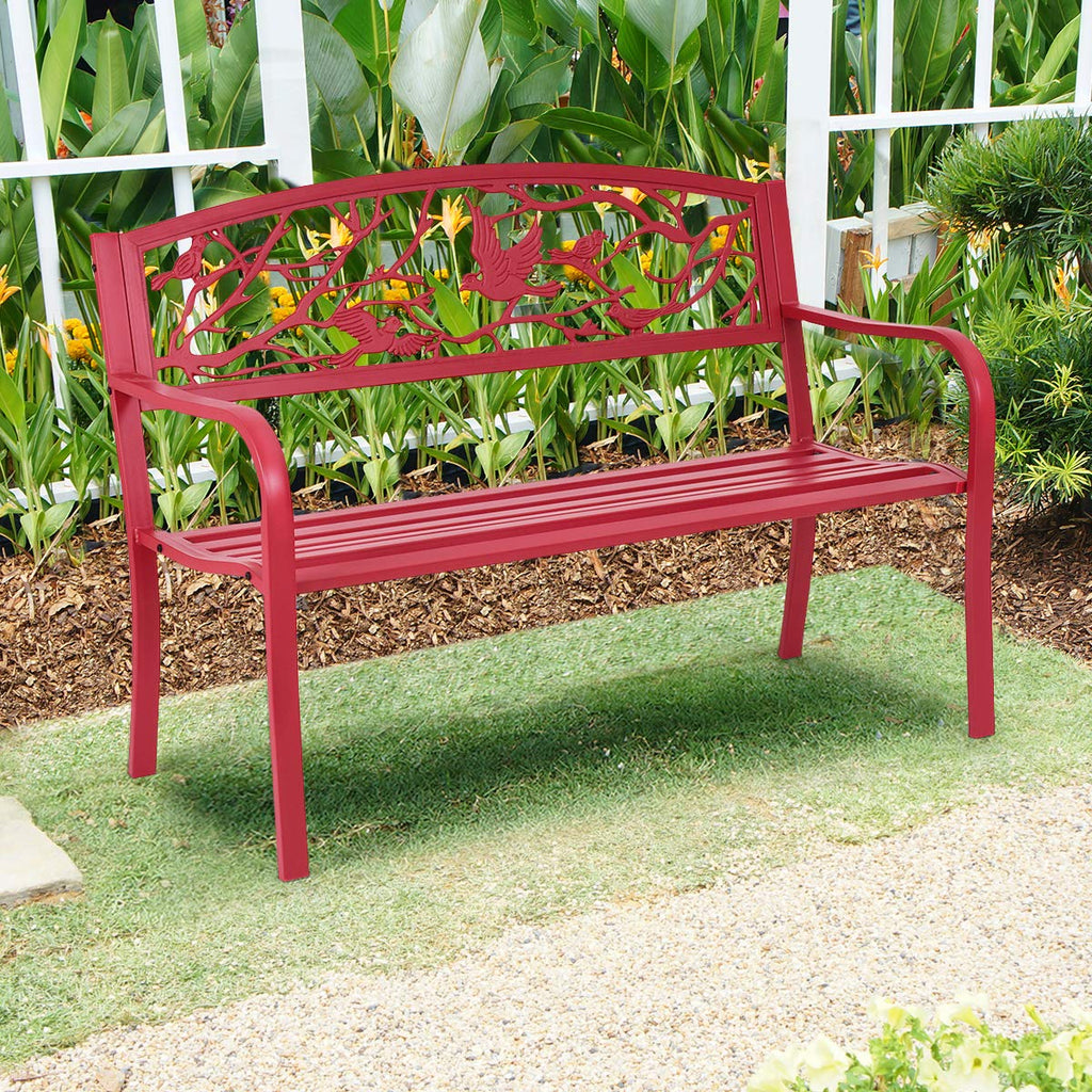 50" Outdoor Bench with Cast Iron Backrest A30040