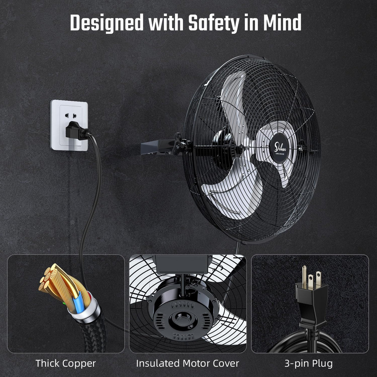 18 Inch 3 Speed Metal Wall Mount Fan K697337