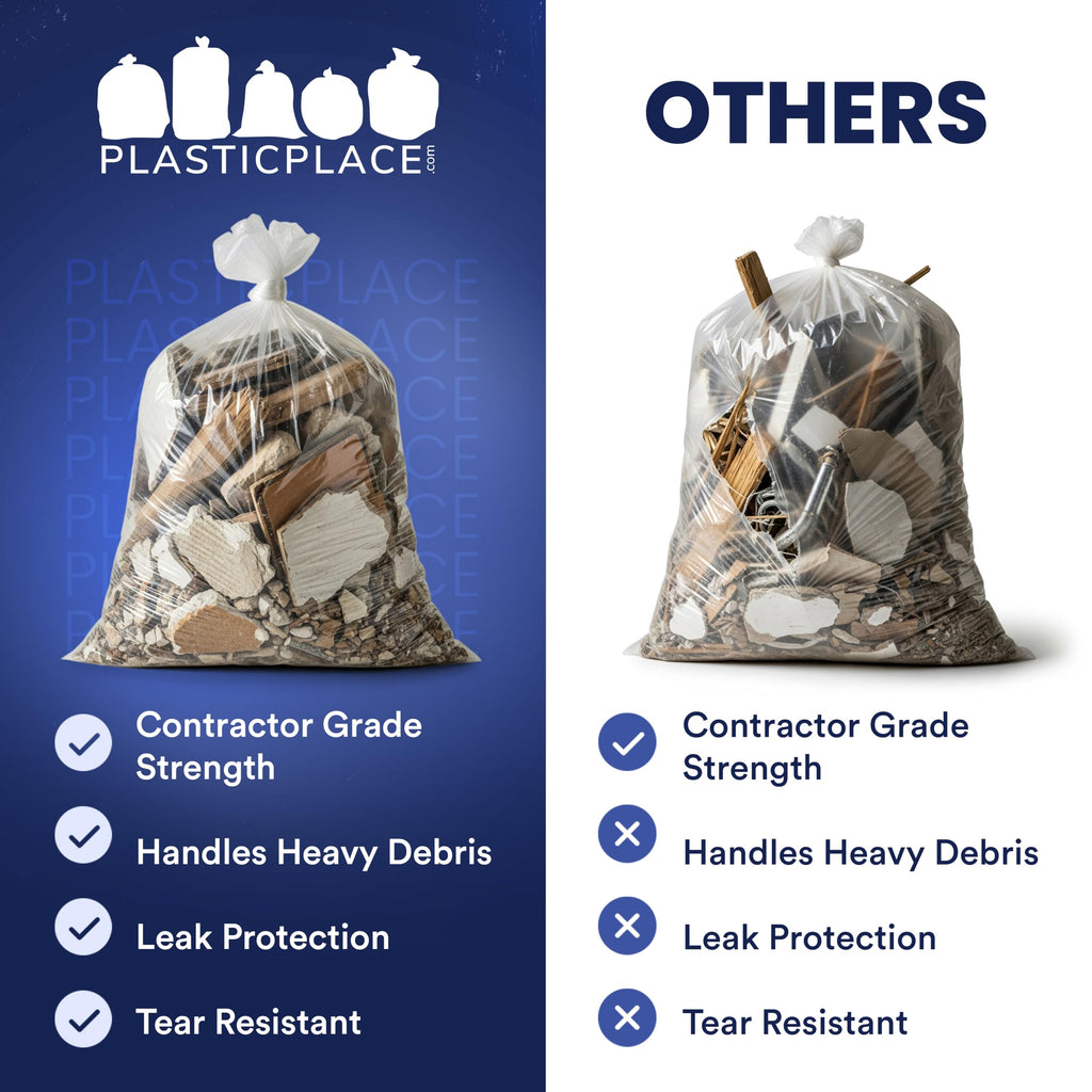 Clear Heavy Duty 42 Gallon Trash Bags 50 Count T6211