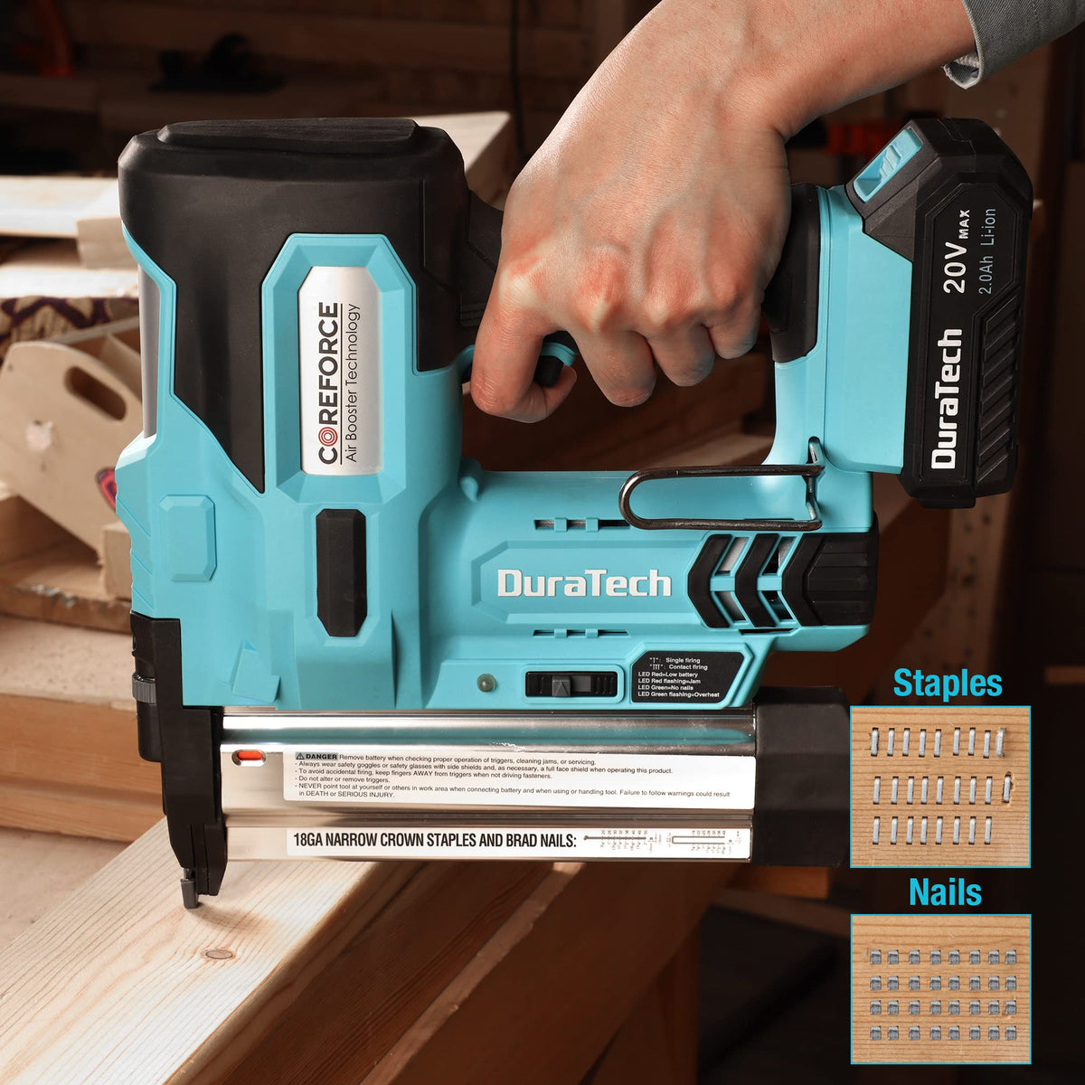 20V Cordless 18 Gauge 2-in-1 Nail Staple Gun X62497