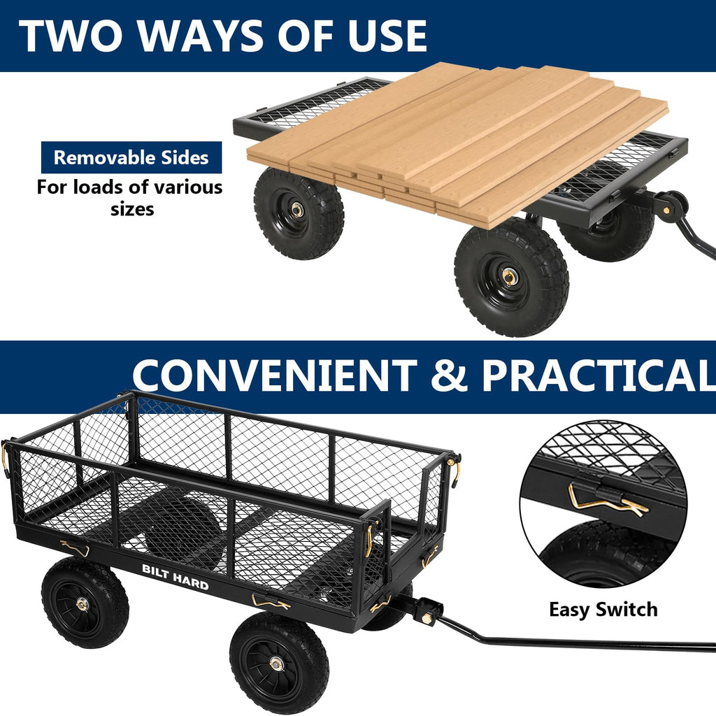 10" Flat Free Tires Steel Garden Cart with Rotating Handle H120333