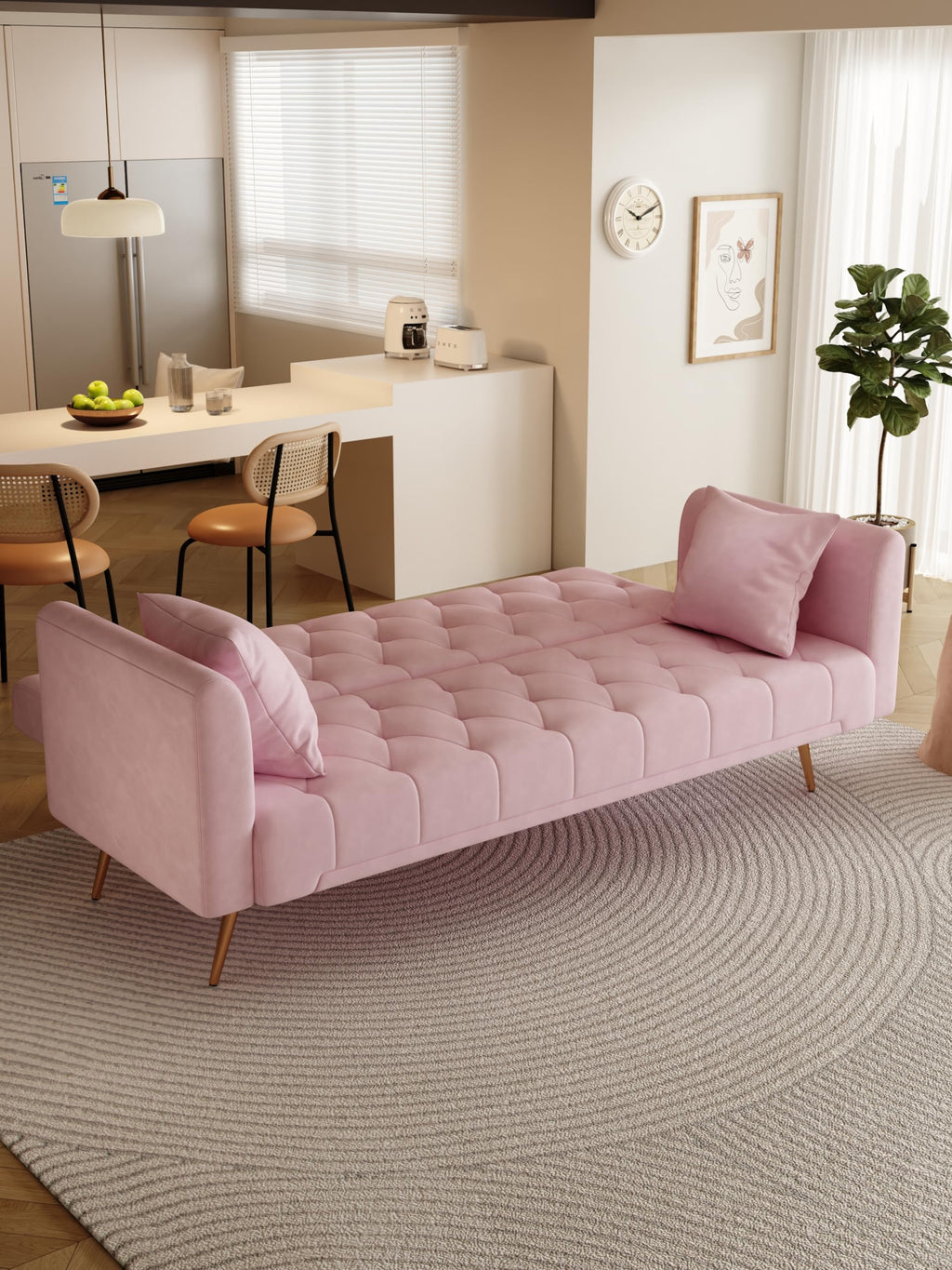 Pink Velvet 2 Seater Loveseat Sofa T33556