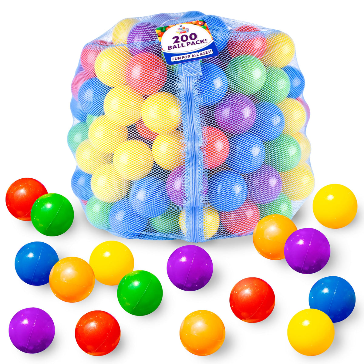 200 Premium Crush-Resistant Play Balls with Zippered Storage Bag A473064