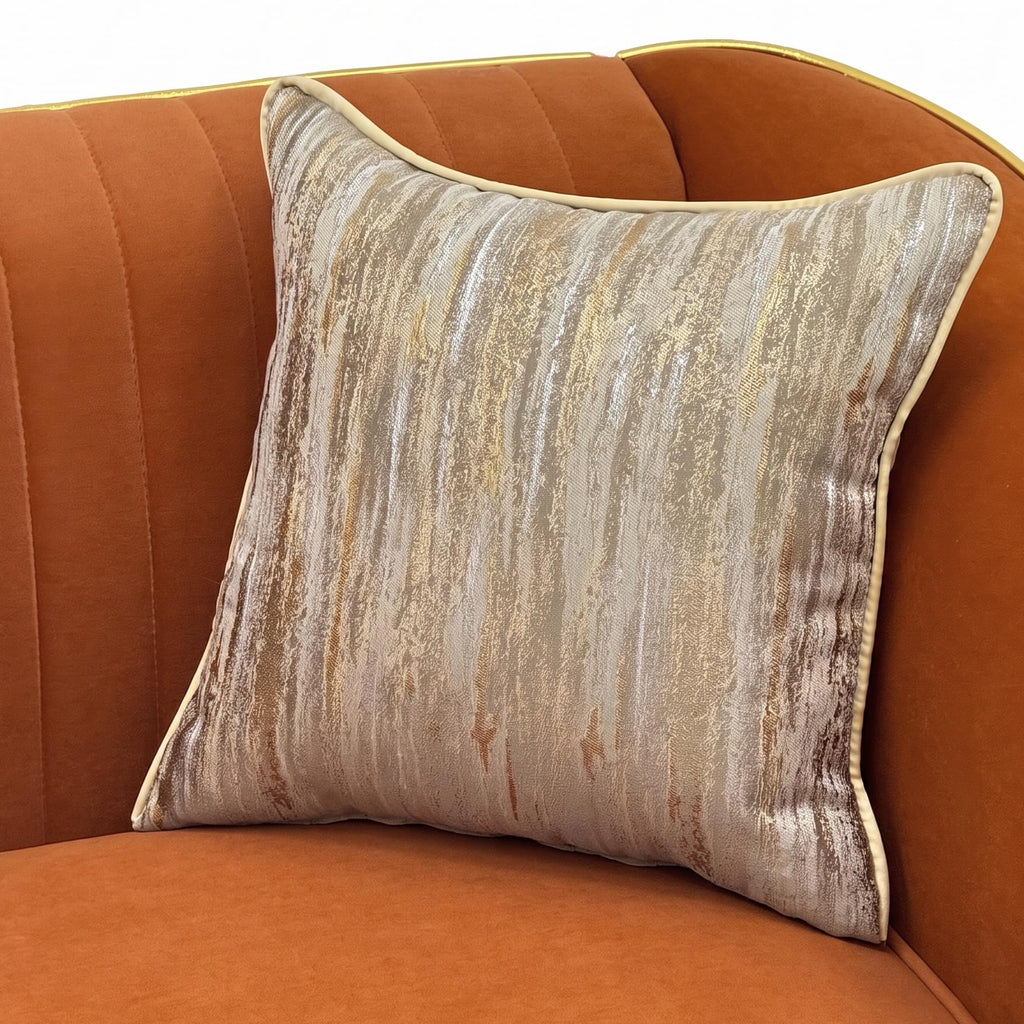 Velvet Modern Sofa Couch 3-Seater Deep Seat Sofa, Orange K5035