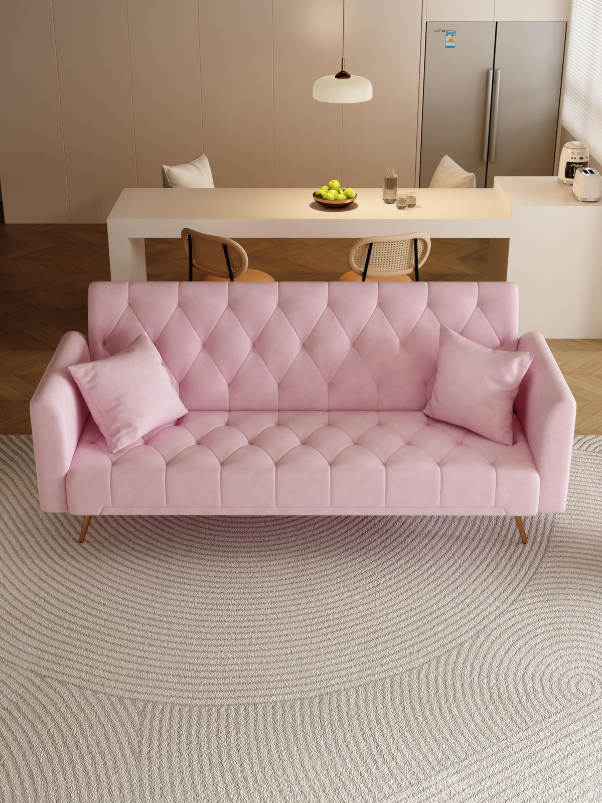 Pink Velvet 2 Seater Loveseat Sofa T33556