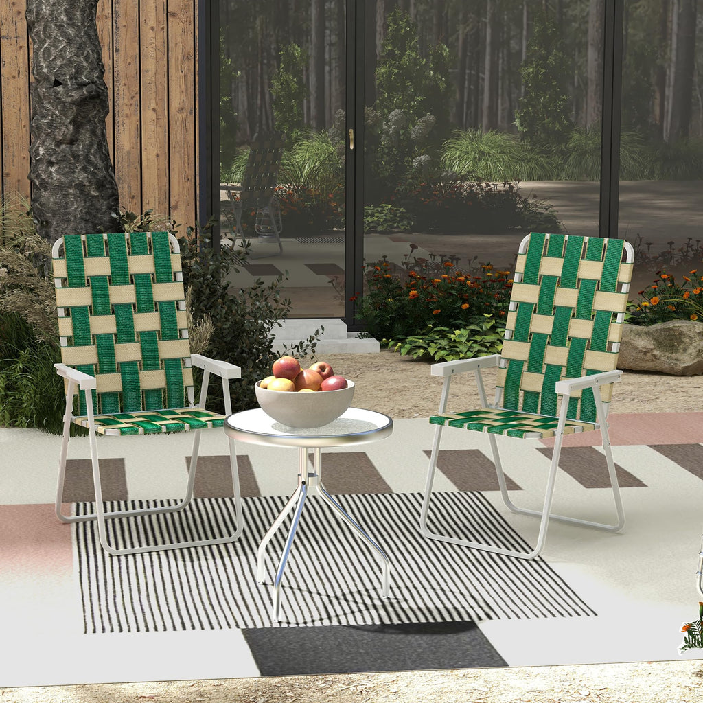 Set of 2 Oversized Folding Webbed Lawn Chairs with Armrests Z565