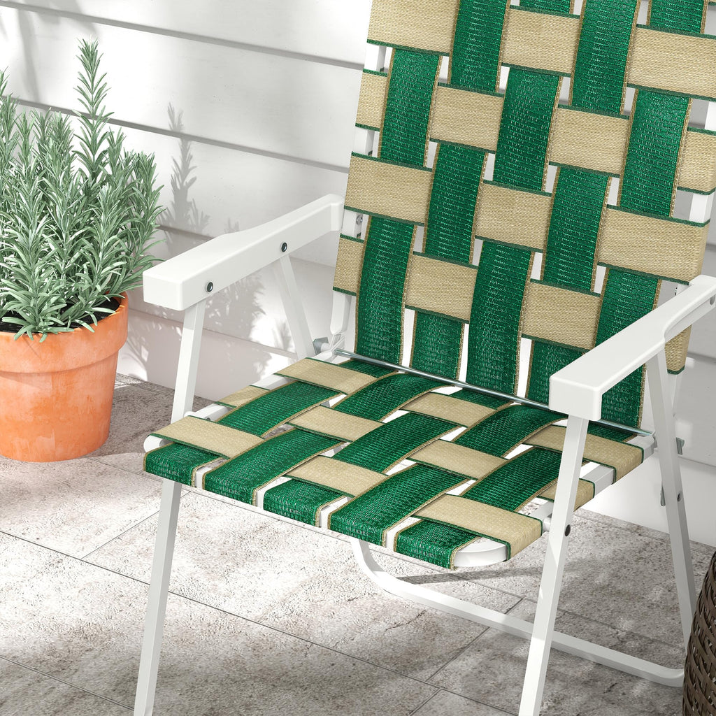 Set of 2 Oversized Folding Webbed Lawn Chairs with Armrests Z565
