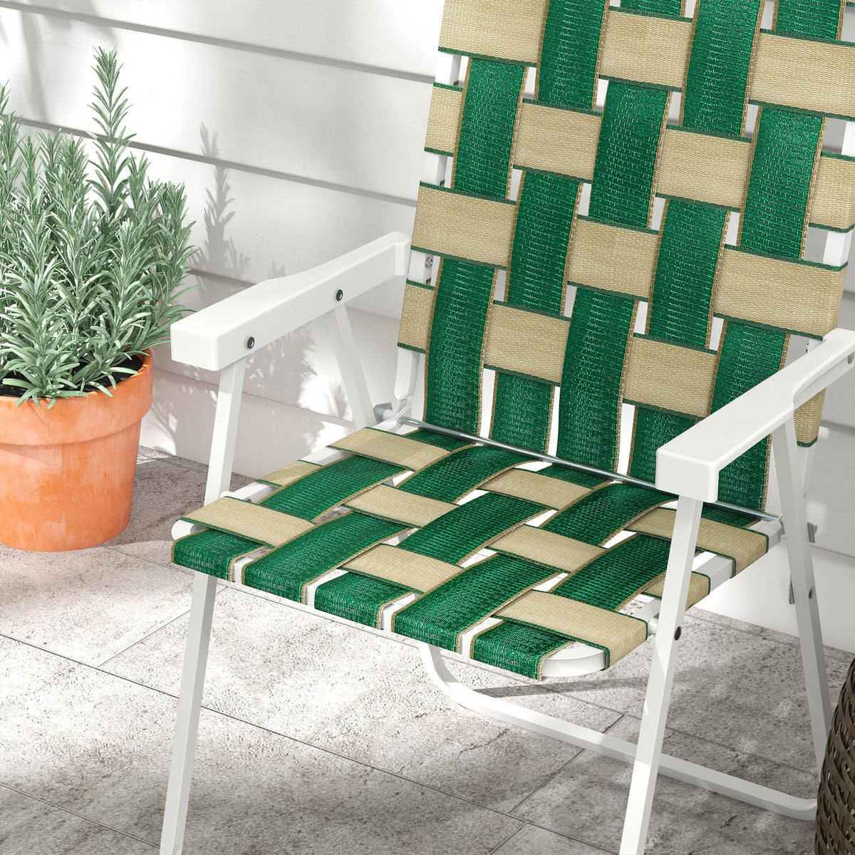 Set of 2 Oversized Folding Webbed Lawn Chairs with Armrests Z565