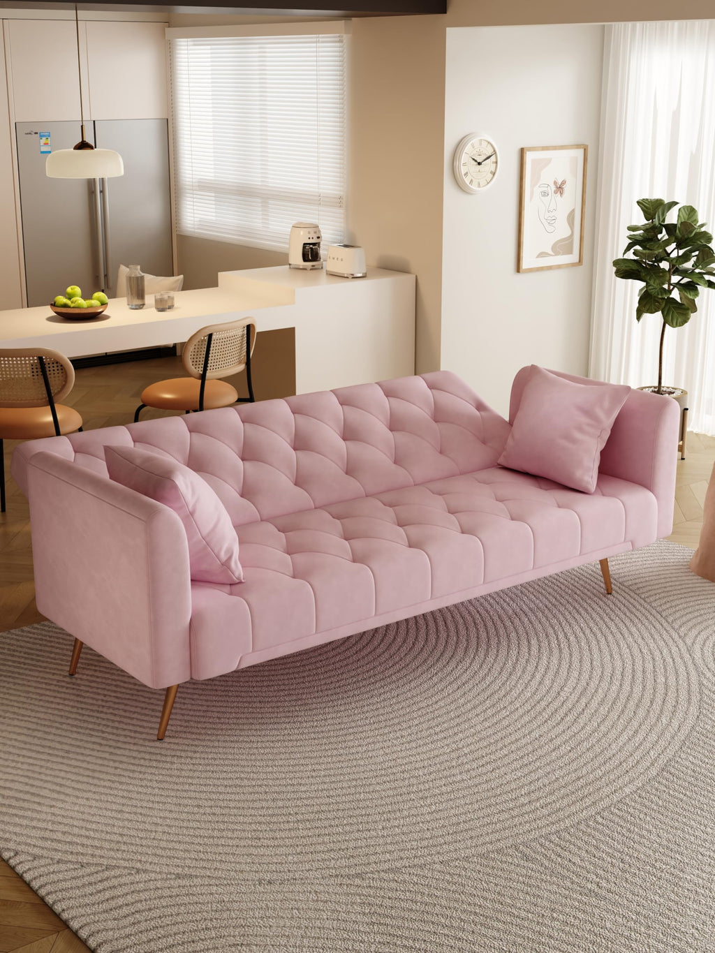 Pink Velvet 2 Seater Loveseat Sofa T33556