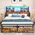 Queen Bed Frame with Storage Headboard and 2 Drawers Q1359